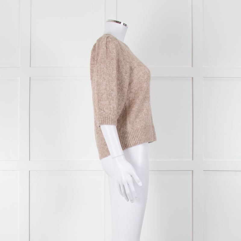 Cefinn Oatmeal Short Sleeve Alpaca Jumper