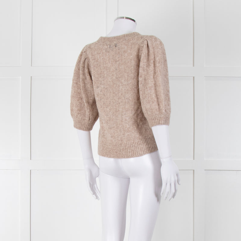 Cefinn Oatmeal Short Sleeve Alpaca Jumper