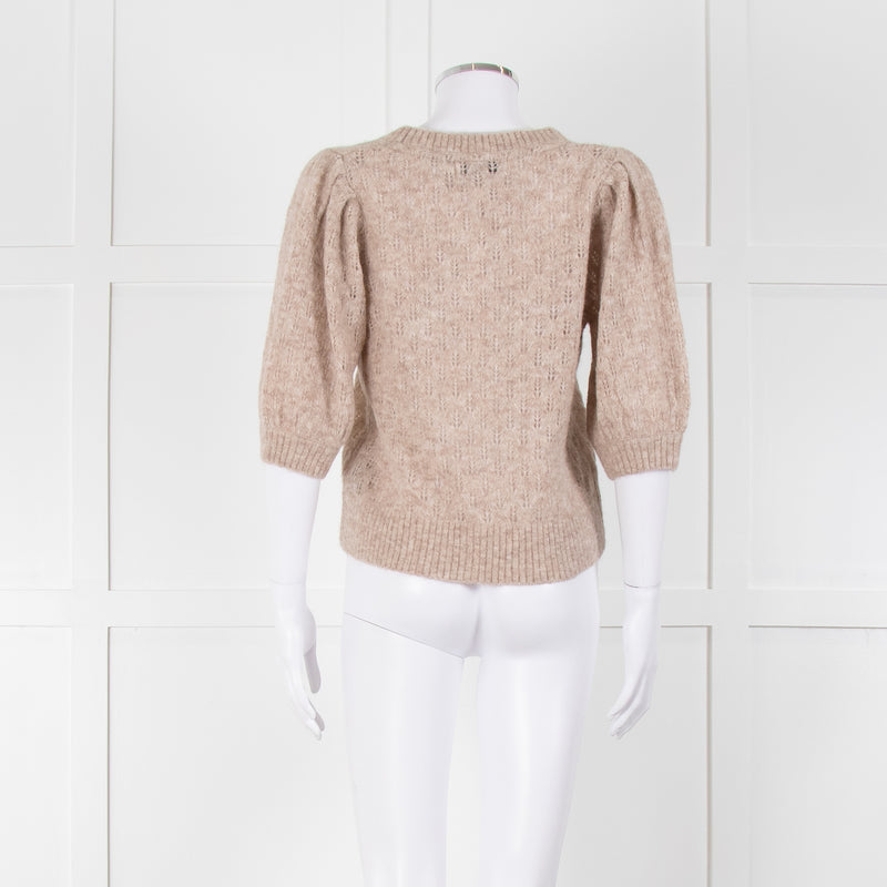 Cefinn Oatmeal Short Sleeve Alpaca Jumper
