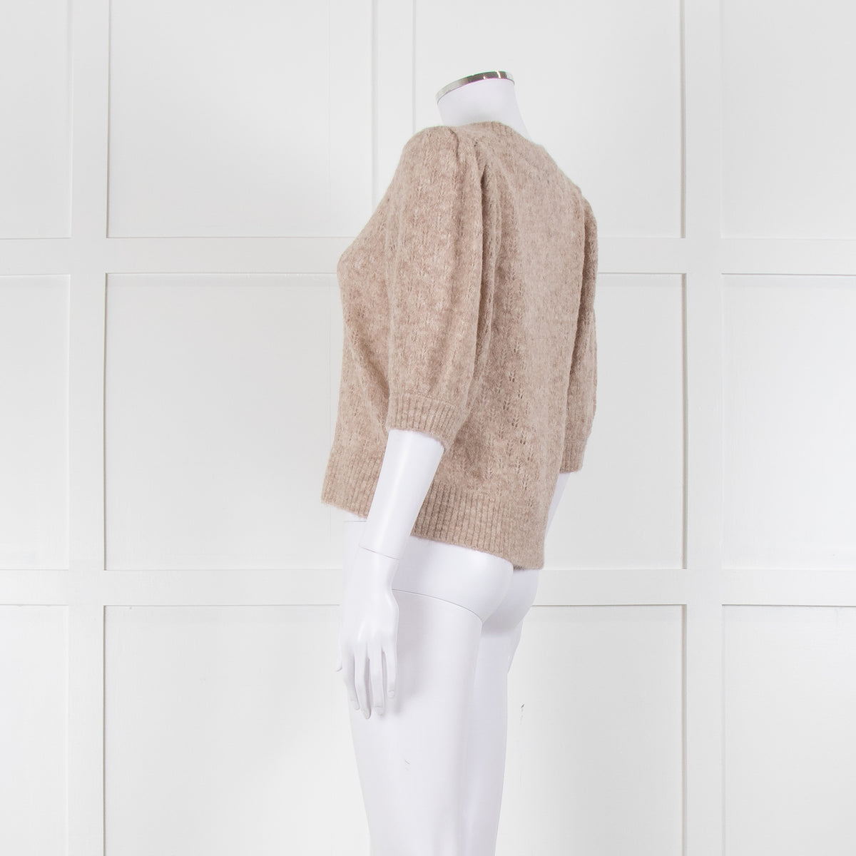 Cefinn Oatmeal Short Sleeve Alpaca Jumper