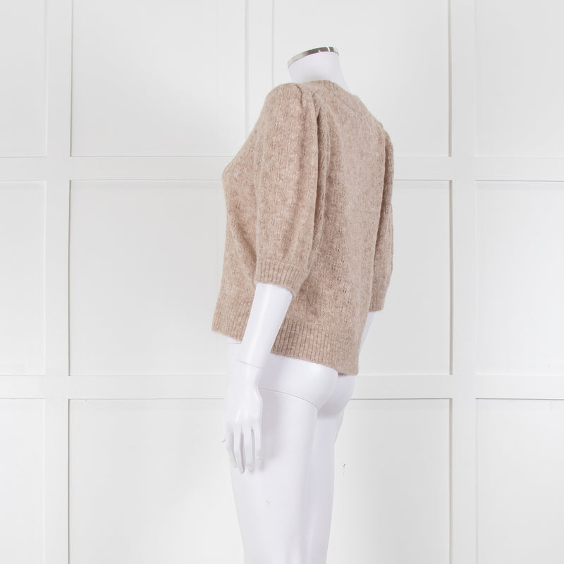 Cefinn Oatmeal Short Sleeve Alpaca Jumper