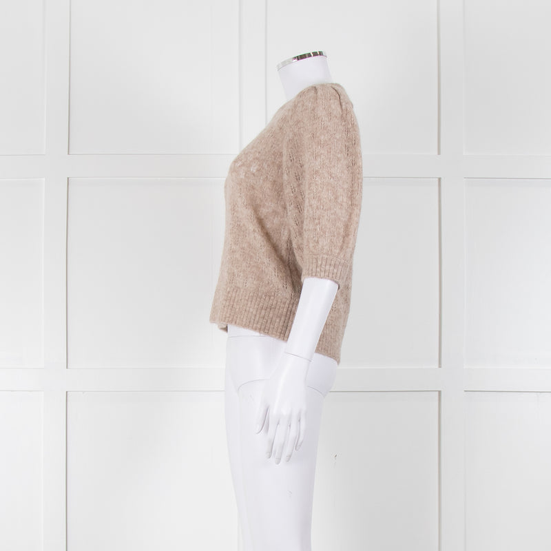 Cefinn Oatmeal Short Sleeve Alpaca Jumper