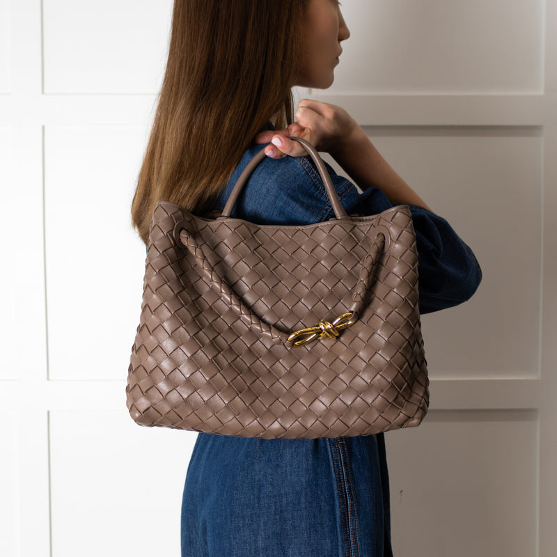 Bottega Veneta Taupe Medium Andiamo Tote Bag