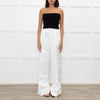 Herve Leger White Silk Tailored Wide Leg Trousers