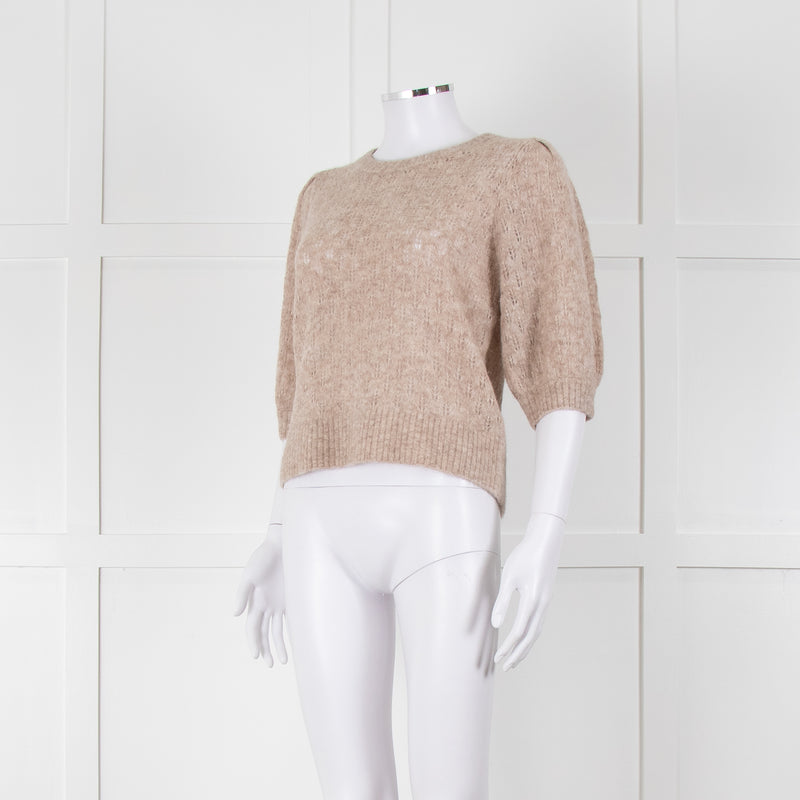 Cefinn Oatmeal Short Sleeve Alpaca Jumper