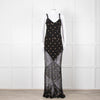 De La Vali Black Chiffon and Lace Gown with Gold Embroidery