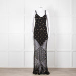 De La Vali Black Chiffon and Lace Gown with Gold Embroidery