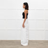 Herve Leger White Silk Tailored Wide Leg Trousers