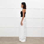Herve Leger White Silk Tailored Wide Leg Trousers