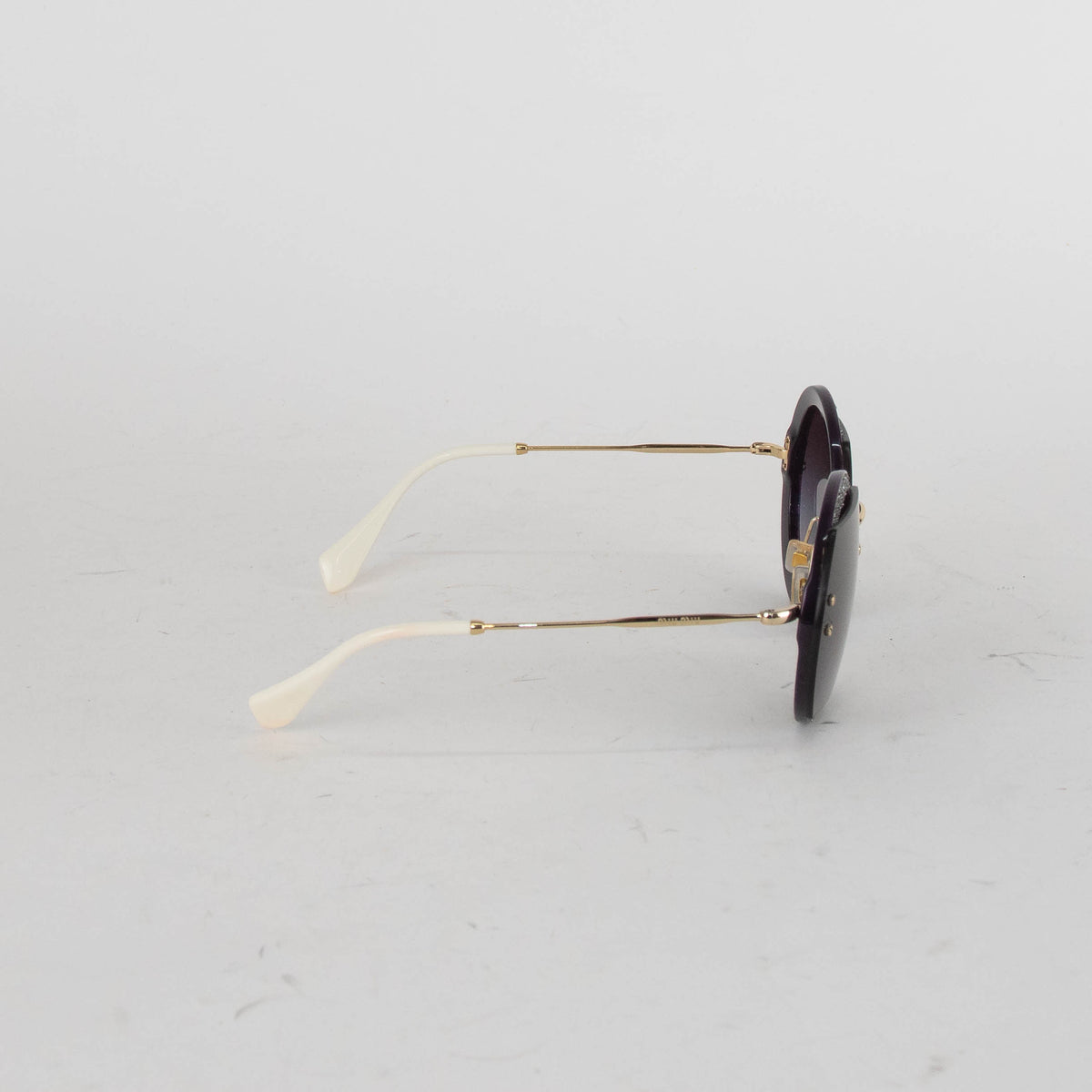 Miu Miu Reveal Glitter Round Sunglasses