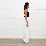 Herve Leger White Silk Tailored Wide Leg Trousers