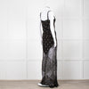 De La Vali Black Chiffon and Lace Gown with Gold Embroidery