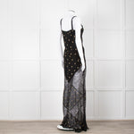 De La Vali Black Chiffon and Lace Gown with Gold Embroidery