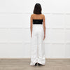 Herve Leger White Silk Tailored Wide Leg Trousers