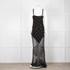 De La Vali Black Chiffon and Lace Gown with Gold Embroidery