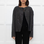 Brunello Cucinelli Grey Sequinned Lined Cardigan