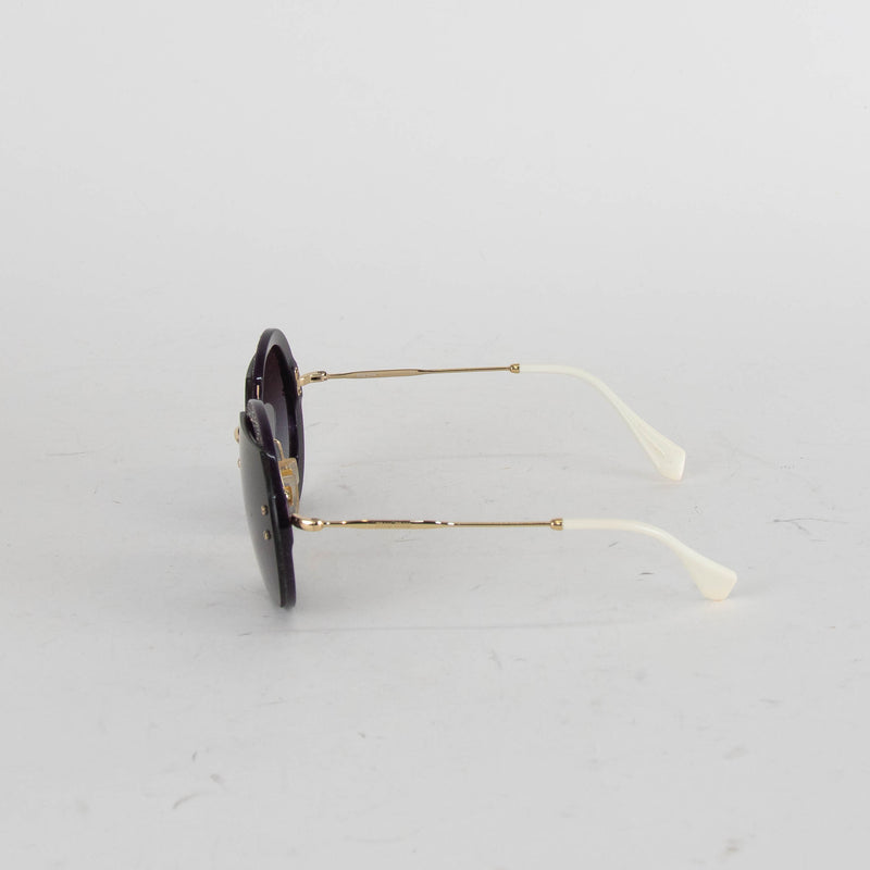 Miu Miu Reveal Glitter Round Sunglasses