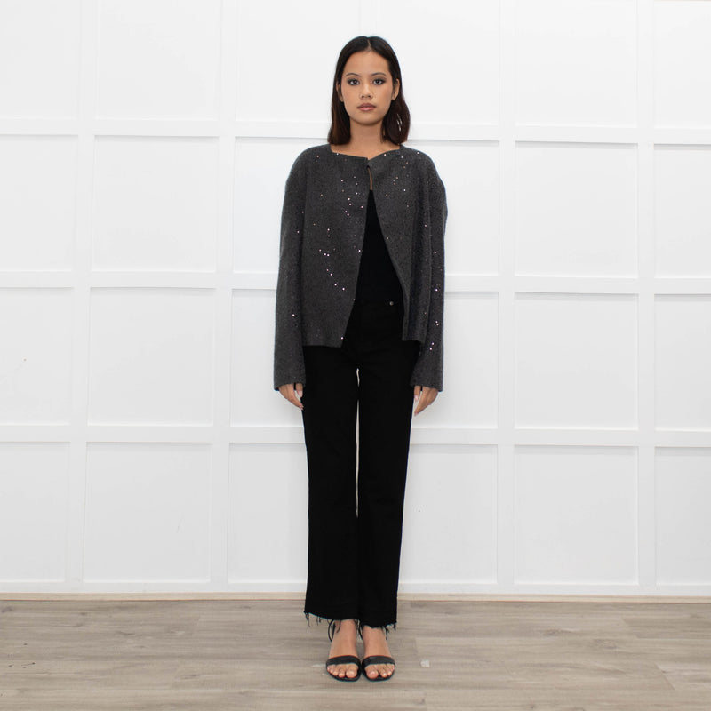 Brunello Cucinelli Grey Sequinned Lined Cardigan