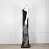 De La Vali Black Chiffon and Lace Gown with Gold Embroidery