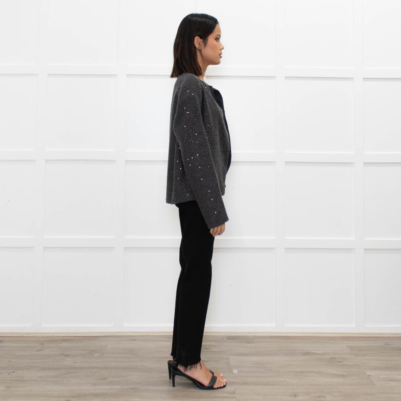 Brunello Cucinelli Grey Sequinned Lined Cardigan