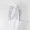 Velvet White Kaftan Top With Black Stripes