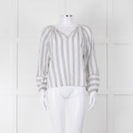 Velvet White Kaftan Top With Black Stripes
