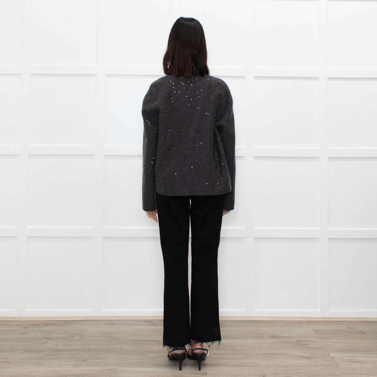 Brunello Cucinelli Grey Sequinned Lined Cardigan