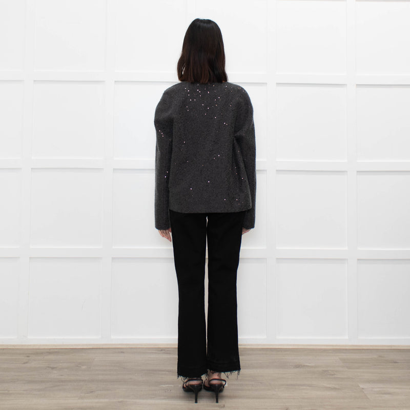 Brunello Cucinelli Grey Sequinned Lined Cardigan