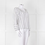 Velvet White Kaftan Top With Black Stripes