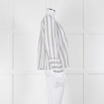 Velvet White Kaftan Top With Black Stripes