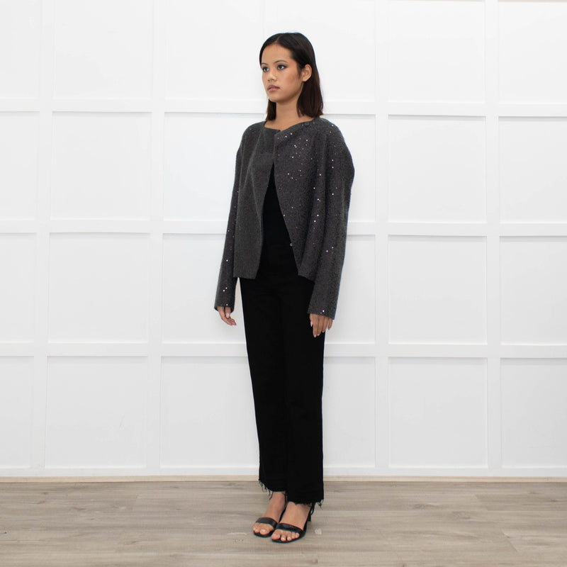 Brunello Cucinelli Grey Sequinned Lined Cardigan