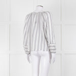 Velvet White Kaftan Top With Black Stripes