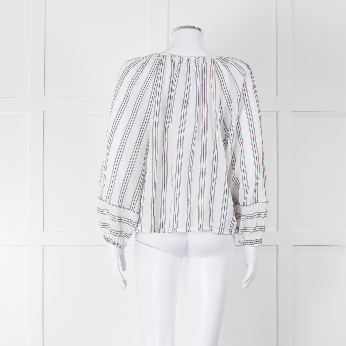 Velvet White Kaftan Top With Black Stripes