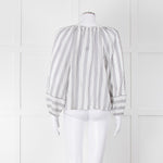Velvet White Kaftan Top With Black Stripes
