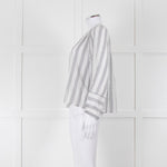 Velvet White Kaftan Top With Black Stripes