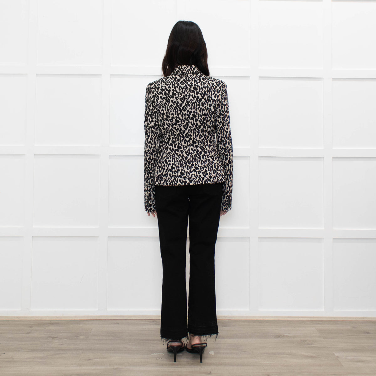 Max Mara Studio Cream Black Animal Print Short Jacket