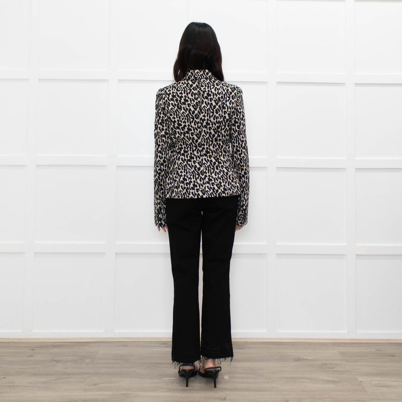 Max Mara Studio Cream Black Animal Print Short Jacket