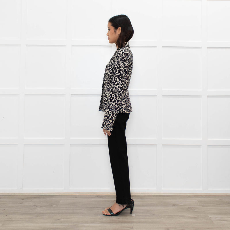 Max Mara Studio Cream Black Animal Print Short Jacket