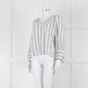 Velvet White Kaftan Top With Black Stripes