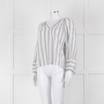 Velvet White Kaftan Top With Black Stripes