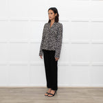 Max Mara Studio Cream Black Animal Print Short Jacket