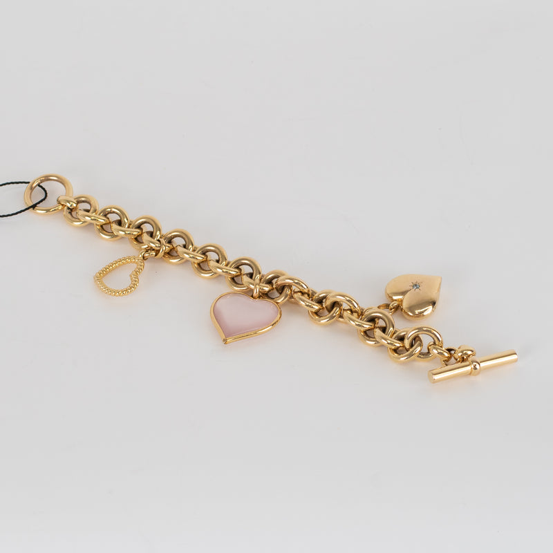 Tilly Sveaas x Laura Fantacci Gold Chunky Charm Bracelet With 3 Heart Charms
