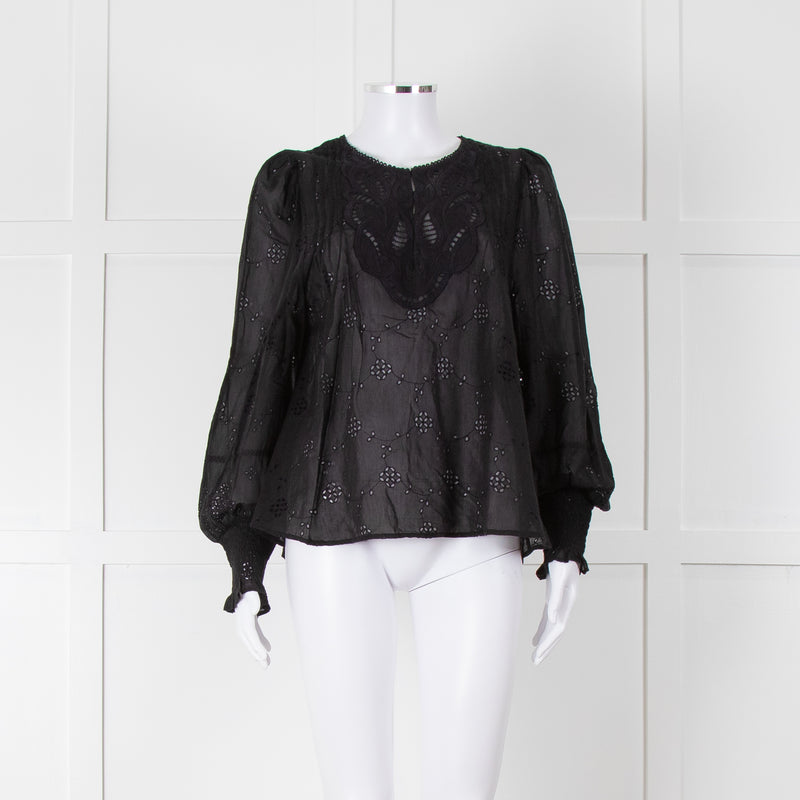Scarlett Poppies Black Broderie Anglaise Top