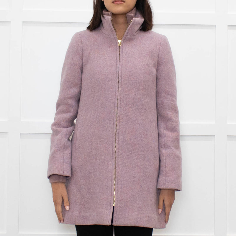 J Crew Lilac Zip Up Wool Short Coat