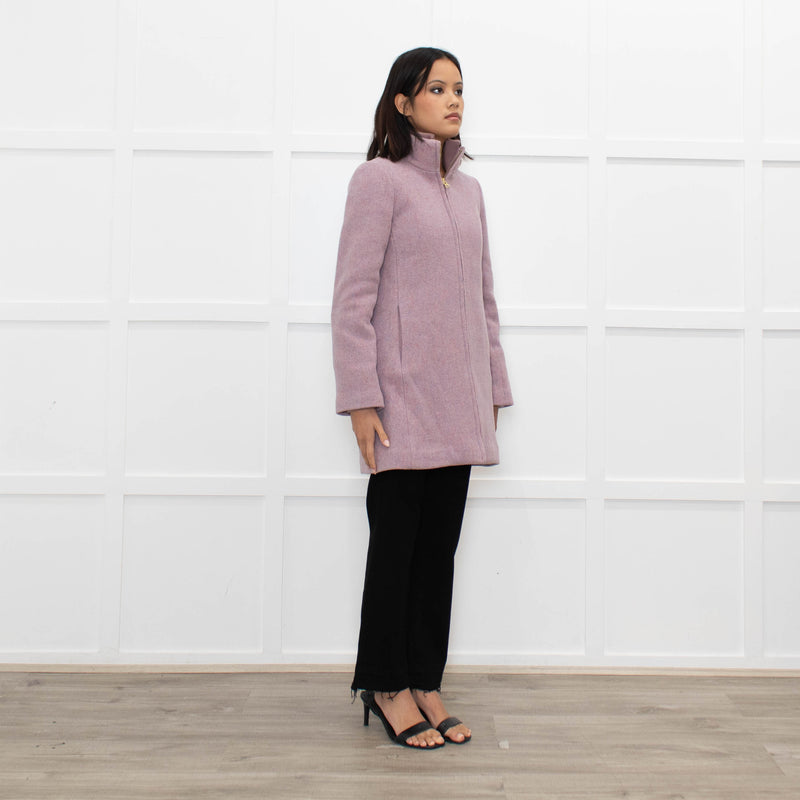 J Crew Lilac Zip Up Wool Short Coat