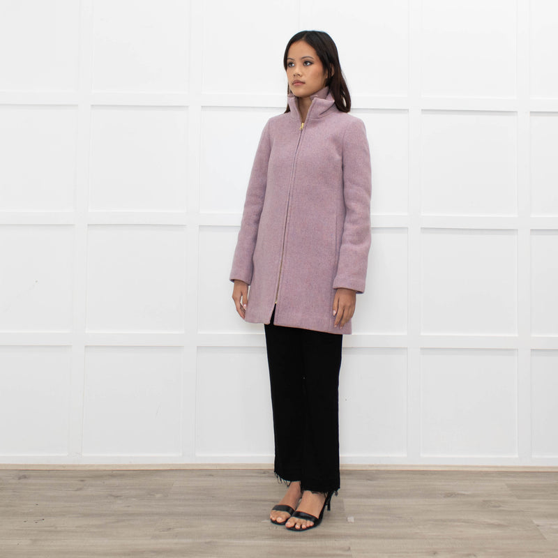 J Crew Lilac Zip Up Wool Short Coat