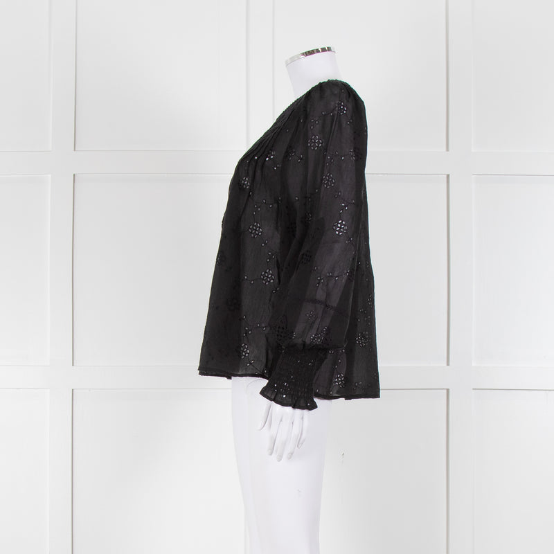 Scarlett Poppies Black Broderie Anglaise Top