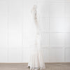 Saloni Naki Pintuck White With Lace Panels Strappy Long Sundress