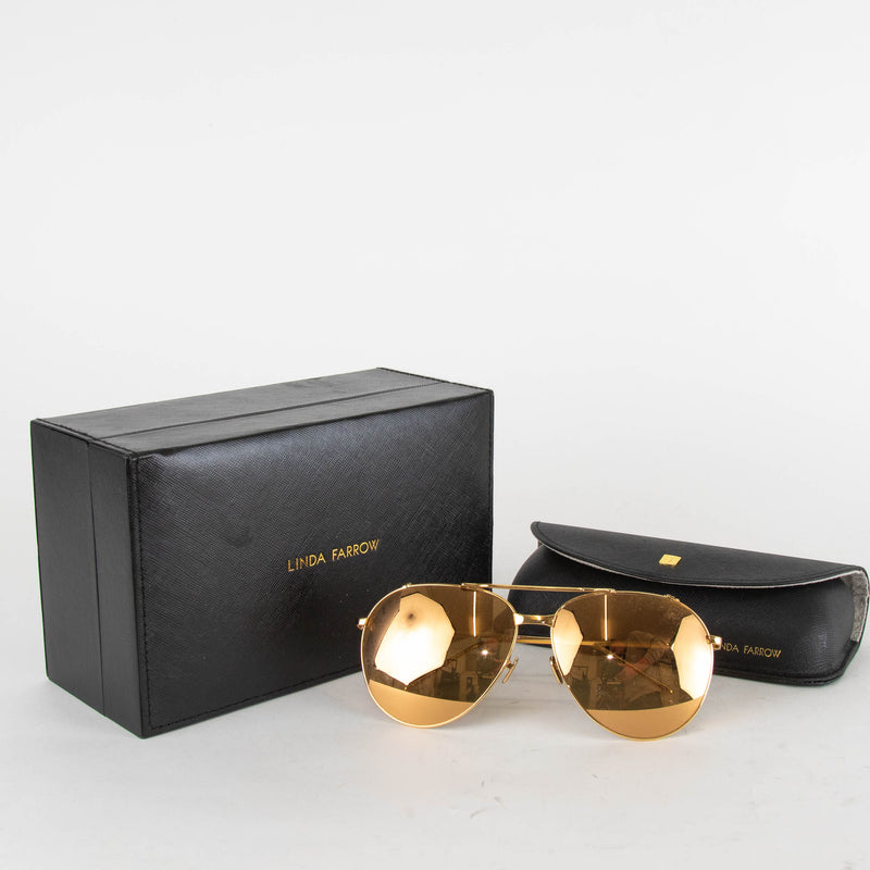 Linda Farrow Gold Oversized Titanium Sunglasses