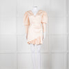 Rotate Aiken Pink V Neck Puff Shoulder Wrap Mini Dress